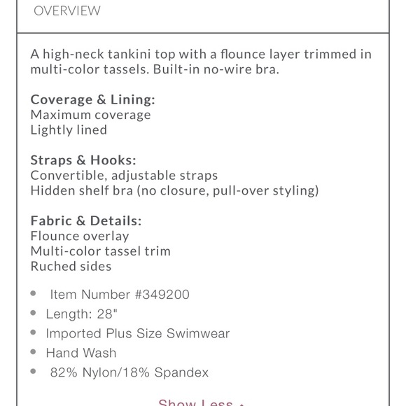 NWT Lane Bryant 20W Flounce Swim Tankini Top - Picture 7 of 7